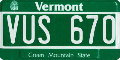 VT license plate VUS670