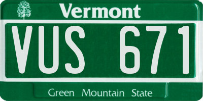 VT license plate VUS671