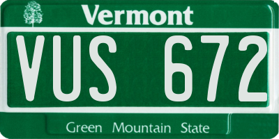 VT license plate VUS672