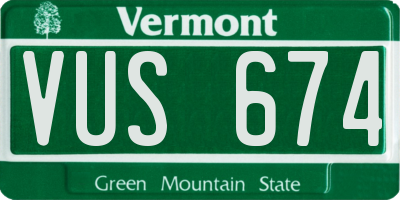VT license plate VUS674