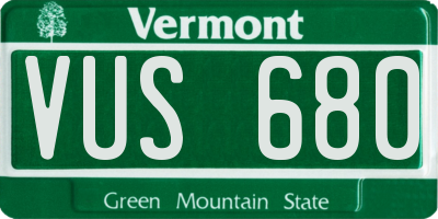 VT license plate VUS680