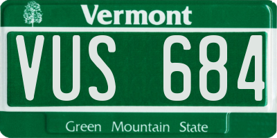VT license plate VUS684