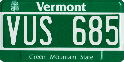 VT license plate VUS685