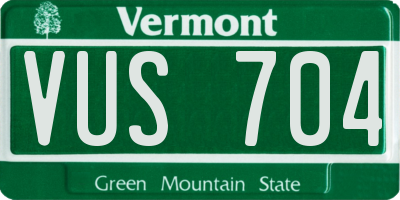VT license plate VUS704