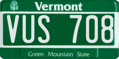 VT license plate VUS708