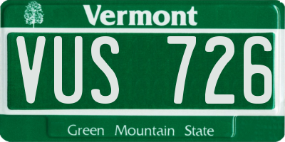 VT license plate VUS726