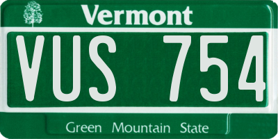 VT license plate VUS754