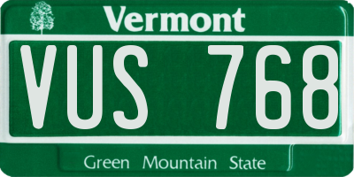 VT license plate VUS768
