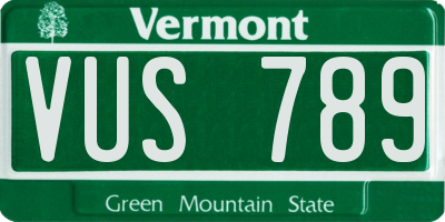 VT license plate VUS789