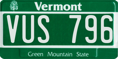 VT license plate VUS796