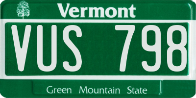 VT license plate VUS798