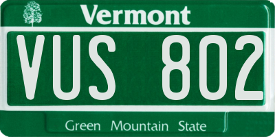 VT license plate VUS802