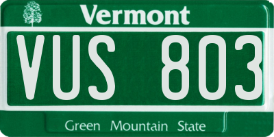 VT license plate VUS803
