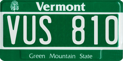 VT license plate VUS810