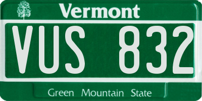 VT license plate VUS832