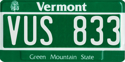 VT license plate VUS833