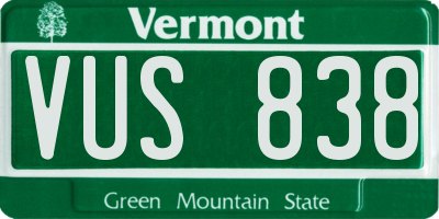 VT license plate VUS838