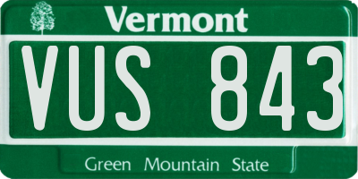 VT license plate VUS843