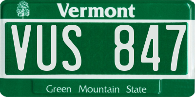 VT license plate VUS847
