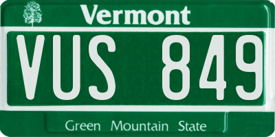 VT license plate VUS849