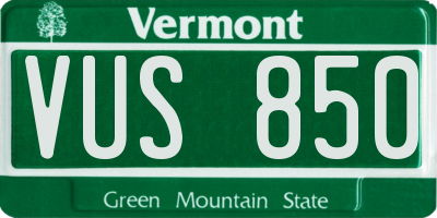 VT license plate VUS850
