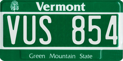 VT license plate VUS854