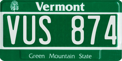 VT license plate VUS874
