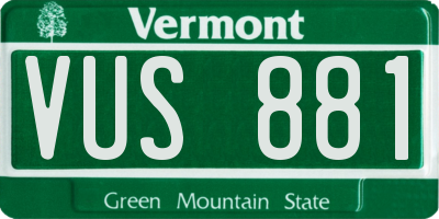 VT license plate VUS881