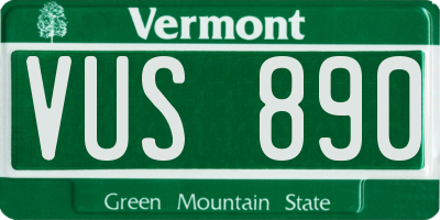 VT license plate VUS890