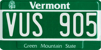 VT license plate VUS905