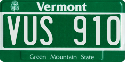 VT license plate VUS910