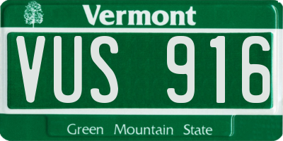 VT license plate VUS916