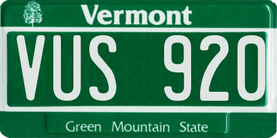 VT license plate VUS920