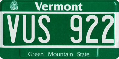 VT license plate VUS922