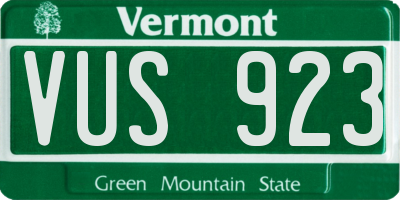 VT license plate VUS923