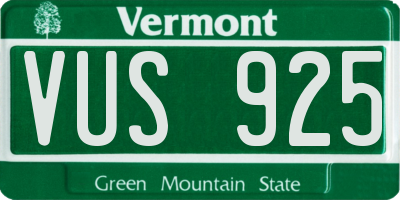 VT license plate VUS925