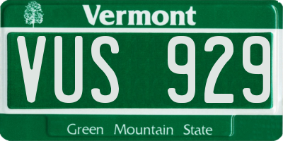 VT license plate VUS929