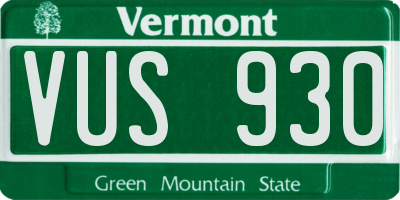 VT license plate VUS930