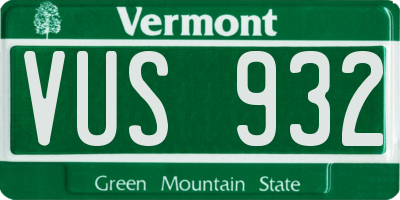 VT license plate VUS932
