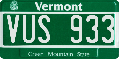 VT license plate VUS933