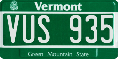 VT license plate VUS935