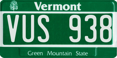 VT license plate VUS938