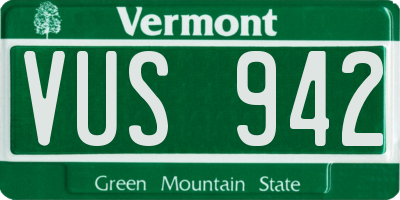 VT license plate VUS942