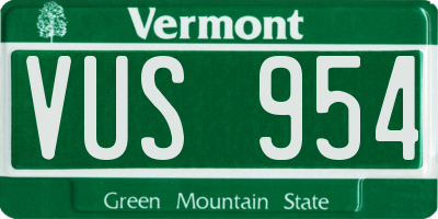 VT license plate VUS954