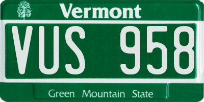 VT license plate VUS958