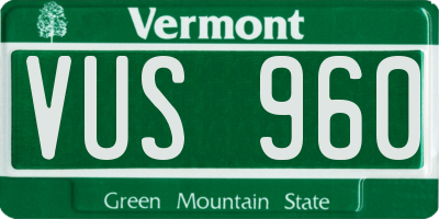 VT license plate VUS960
