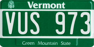 VT license plate VUS973