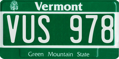 VT license plate VUS978