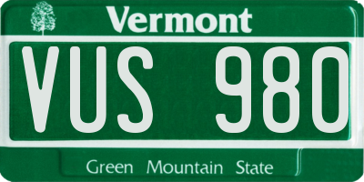 VT license plate VUS980