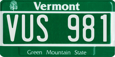 VT license plate VUS981